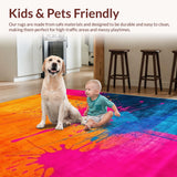 Ultra Soft Area Rug, Non Slip, Stain Resistant, Washable Area Rugs for Living Room, Bedroom, Lively Modern Paint Stroke Aesthetic(Orange)