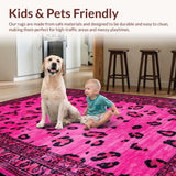 Ultra Soft Area Rug, Non Slip, Stain Resistant, Washable Area Rugs for Living Room, Bedroom, Playful Pink Animal Print Charm(Pink)