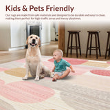 Ultra Soft Area Rug, Non Slip, Stain Resistant, Washable Area Rugs for Living Room, Bedroom, Chic Dalmatian Inspired Gentle Pink Geometric Spot(Pink)