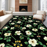 Ultra Soft Area Rug, Non Slip, Stain Resistant, Washable Area Rugs for Living Room, Bedroom, Lush Tropical Leaf Patterned Design(White)
