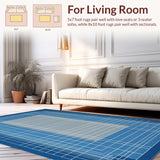 Ultra Soft Area Rug, Non Slip, Stain Resistant, Washable Area Rugs for Living Room, Bedroom, Sleek Blue Tiled Pattern(Blue)