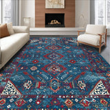 Ultra Soft Area Rug, Non Slip, Stain Resistant, Washable Area Rugs for Living Room, Bedroom, Dynamic Abstract Boho Fusion(Blue)