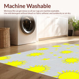 Ultra Soft Area Rug, Non Slip, Stain Resistant, Washable Area Rugs for Living Room, Bedroom, Cute Childlike Sunshine Illustration(Yellow)