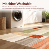 Ultra Soft Area Rug, Non Slip, Stain Resistant, Washable Area Rugs for Living Room, Bedroom, Abstract Color Block Area Featuring Earthy Tones and Dynamic Burst(Beige)