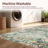 Ultra Soft Area Rug, Non Slip, Stain Resistant, Washable Area Rugs for Living Room, Bedroom, Sage Green Vintage Floral Aesthetic(Beige)