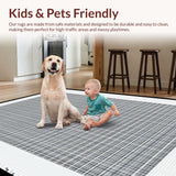 Ultra Soft Area Rug, Non Slip, Stain Resistant, Washable Area Rugs for Living Room, Bedroom, Chic Monochrome Geometric Aesthetic(Gray)