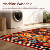 Ultra Soft Area Rug, Non Slip, Stain Resistant, Washable Area Rugs for Living Room, Bedroom, Rustic Earthy Southwestern Motif(Red)