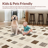 Ultra Soft Area Rug, Non Slip, Stain Resistant, Washable Area Rugs for Living Room, Bedroom, Geometric Cream Wave Motif(Beige)