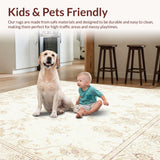 Elegant Ivory Floor with Faded Floral Scrollwork(Beige)