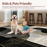 Ultra Soft Area Rug, Non Slip, Stain Resistant, Washable Area Rugs for Living Room, Bedroom, Elegant Textured Layered Motif(Gray)