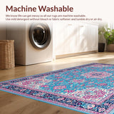 Ultra Soft Area Rug, Non Slip, Stain Resistant, Washable Area Rugs for Living Room, Bedroom, Modern Textured Organic Shapes(Blue)