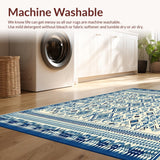 Ultra Soft Area Rug, Non Slip, Stain Resistant, Washable Area Rugs for Living Room, Bedroom, Mystic Tribal Inspired Patio Carpet Design(Blue)