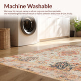 Ultra Soft Area Rug, Non Slip, Stain Resistant, Washable Area Rugs for Living Room, Bedroom, Chic Earthy Floral Aesthetic(Ivory)