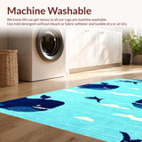 Ultra Soft Area Rug, Non Slip, Stain Resistant, Washable Area Rugs for Living Room, Bedroom, Delightful Blue Waterscape Style(Blue)
