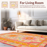 Ultra Soft Area Rug, Non Slip, Stain Resistant, Washable Area Rugs for Living Room, Bedroom, Artistic Round Sunray Design Element(Yellow)