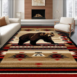 Ultra Soft Area Rug, Non Slip, Stain Resistant, Washable Area Rugs for Living Room, Bedroom, Vibrant Red and Brown Ethnic Pattern(Brown)