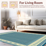 Ultra Soft Area Rug, Non Slip, Stain Resistant, Washable Area Rugs for Living Room, Bedroom, Stylish Classic with Timeless Blue and Beige Design(Blue)
