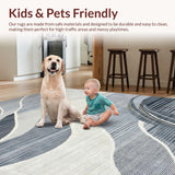 Ultra Soft Area Rug, Non Slip, Stain Resistant, Washable Area Rugs for Living Room, Bedroom, Rustic Grey Geometric Fusion(Gray)