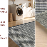Ultra Soft Area Rug, Non Slip, Stain Resistant, Washable Area Rugs for Living Room, Bedroom, KaHouen Accent Stripe Carpet(Black)