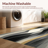 Ultra Soft Area Rug, Non Slip, Stain Resistant, Washable Area Rugs for Living Room, Bedroom, Scandinavian Echo Area with Abstract Brushstroke Lines and Monotone Palette(Gray)