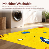 Ultra Soft Area Rug, Non Slip, Stain Resistant, Washable Area Rugs for Living Room, Bedroom, Astronaut Adventure Dynamic Aesthetic(Yellow)
