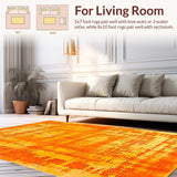 Ultra Soft Area Rug, Non Slip, Stain Resistant, Washable Area Rugs for Living Room, Bedroom, Trendy Vibrant Swirled Color Canvas(Orange)