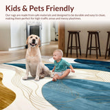 Ultra Soft Area Rug, Non Slip, Stain Resistant, Washable Area Rugs for Living Room, Bedroom, Chromatic Collection Area Ocean Current Abstract Swirls Design(Blue)