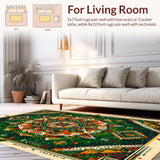 Ultra Soft Area Rug, Non Slip, Stain Resistant, Washable Area Rugs for Living Room, Bedroom, Ornate Medallion Bedroom Rug for Pet Owners(Green)
