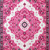 Ultra Soft Area Rug, Non Slip, Stain Resistant, Washable Area Rugs for Living Room, Bedroom, Pink Boho Vintage Playroom Carpet with Non-Slip Design(Pink)