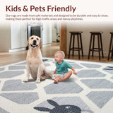 Ultra Soft Area Rug, Non Slip, Stain Resistant, Washable Area Rugs for Living Room, Bedroom, Soft Earthy Tones with Bunny Design(Gray)