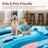 Ultra Soft Area Rug, Non Slip, Stain Resistant, Washable Area Rugs for Living Room, Bedroom, Playful Nautical Illustration Style(Blue)