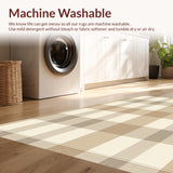 Ultra Soft Area Rug, Non Slip, Stain Resistant, Washable Area Rugs for Living Room, Bedroom, Elegant Beige and Sand Toned Checkered with Layered Plaid Stripes(Beige)