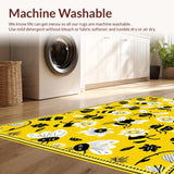 Ultra Soft Area Rug, Non Slip, Stain Resistant, Washable Area Rugs for Living Room, Bedroom, Contemporary Bee Theme Accent Piece(Yellow)