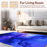Ultra Soft Area Rug, Non Slip, Stain Resistant, Washable Area Rugs for Living Room, Bedroom, Radiant Cosmic Wave Illustration(Blue)