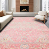 Ultra Soft Area Rug, Non Slip, Stain Resistant, Washable Area Rugs for Living Room, Bedroom, Rustic Earthy Toned Symmetry(Pink)