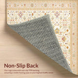 Ultra Soft Area Rug, Non Slip, Stain Resistant, Washable Area Rugs for Living Room, Bedroom, with Geometric Shapes in Neutral Tones(Ivory)