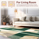 Ultra Soft Area Rug, Non Slip, Stain Resistant, Washable Area Rugs for Living Room, Bedroom, Modern Abstract Machine Area Beige Dark Green(Green)