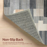Ultra Soft Area Rug, Non Slip, Stain Resistant, Washable Area Rugs for Living Room, Bedroom, Chic Minimalist Textured Geometric Motif(Gray)