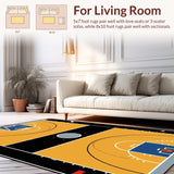 Ultra Soft Area Rug, Non Slip, Stain Resistant, Washable Area Rugs for Living Room, Bedroom, Stylish Athletic Patterned Accent(Yellow)