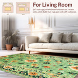 Ultra Soft Area Rug, Non Slip, Stain Resistant, Washable Area Rugs for Living Room, Bedroom, Eclectic Floral Medley Arrangement(Green)