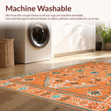 Ultra Soft Area Rug, Non Slip, Stain Resistant, Washable Area Rugs for Living Room, Bedroom, Charming Multi-Color Ogee Pattern(Orange)