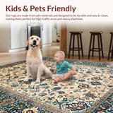 Ultra Soft Area Rug, Non Slip, Stain Resistant, Washable Area Rugs for Living Room, Bedroom, Rustic Earthy Floral Aesthetic(Beige)