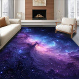 Ultra Soft Area Rug, Non Slip, Stain Resistant, Washable Area Rugs for Living Room, Bedroom, Enchanting Twilight Galaxy Motif(Purple)