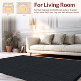 Ultra Soft Area Rug, Non Slip, Stain Resistant, Washable Area Rugs for Living Room, Bedroom, Elegant Monochrome Lattice Arrangement(Black)