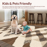 Ultra Soft Area Rug, Non Slip, Stain Resistant, Washable Area Rugs for Living Room, Bedroom, Sophisticated Checkerboard Visual Harmony(Beige)