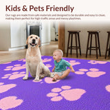 Ultra Soft Area Rug, Non Slip, Stain Resistant, Washable Area Rugs for Living Room, Bedroom, Joyful Cartoonish Animal Claw Pattern(Purple)