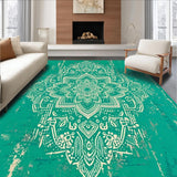 Ultra Soft Area Rug, Non Slip, Stain Resistant, Washable Area Rugs for Living Room, Bedroom, Distressed Medallion Green Living Room Non-Shedding Rug(Green)