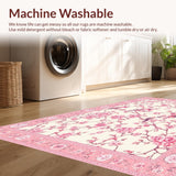 Ultra Soft Area Rug, Non Slip, Stain Resistant, Washable Area Rugs for Living Room, Bedroom, Serene Minimalist Floral Touch(Ivory)