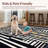 Ultra Soft Area Rug, Non Slip, Stain Resistant, Washable Area Rugs for Living Room, Bedroom, Whimsical Graphic Animal Pattern(Black)