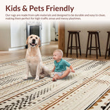 Ultra Soft Area Rug, Non Slip, Stain Resistant, Washable Area Rugs for Living Room, Bedroom, Minimalist Beige Striped Composition(Beige)